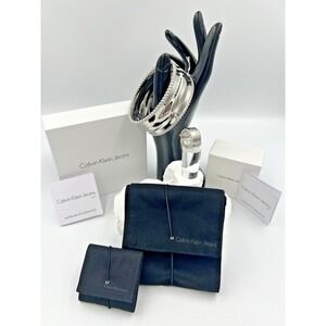 Calvin Klein Stainless Steele Silver Tone Bracelet Sz M & Matching Ring SZ 6